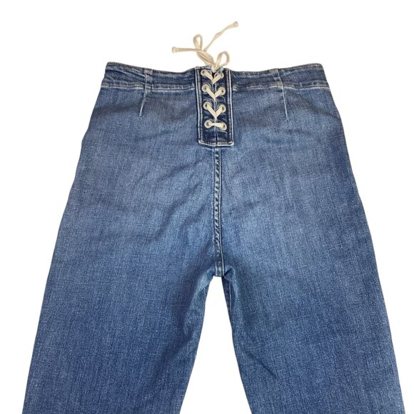 Mother Desc Lace-Up Hustler Ankle Leg Jeans Womens 29 Distressed Denim - Picture 7 of 15